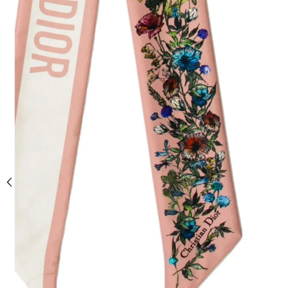 Dior Jardin Botanique Silk Bandeau Floral Print Pink Mitzah Scarf